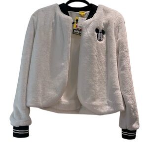 Disney Mickey Mouse White faux fur Jacket NWT